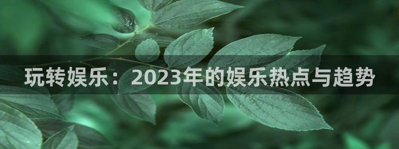人生就是搏体育注册登录入口：玩转娱乐：2023年的娱乐热点与趋势